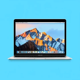 Laptop Displaying Mountain Range