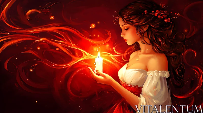 Serene Lady with Candlelight Painting