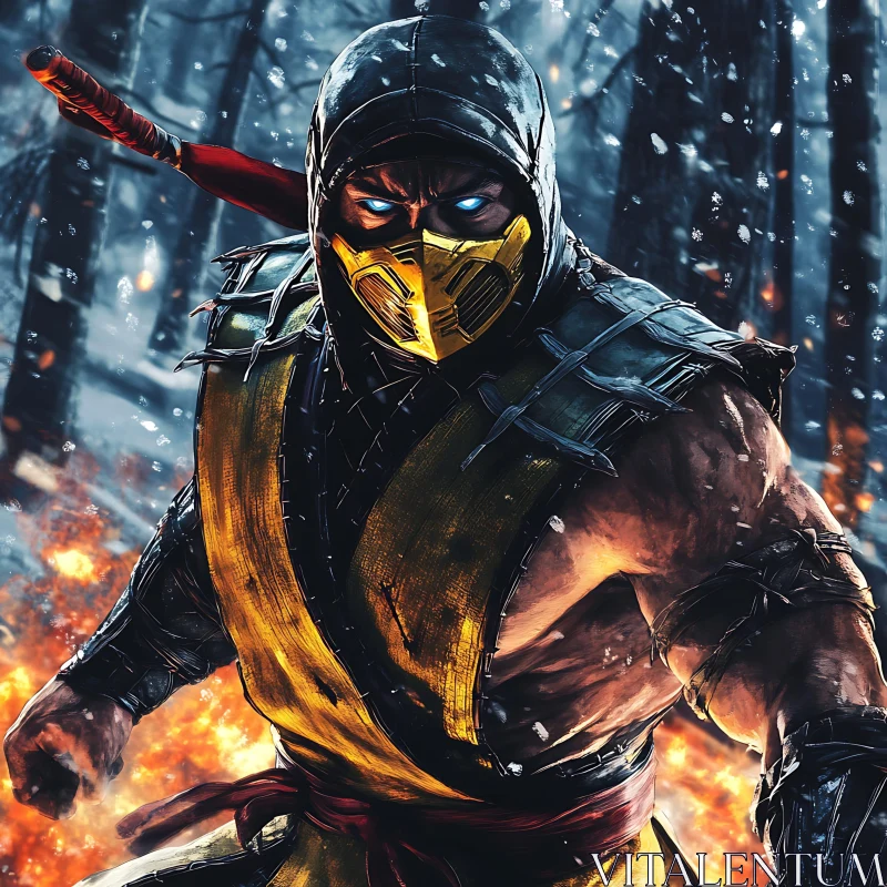 Ninja Warrior in Fiery Combat