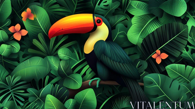Vibrant Toucan in Lush Greenery