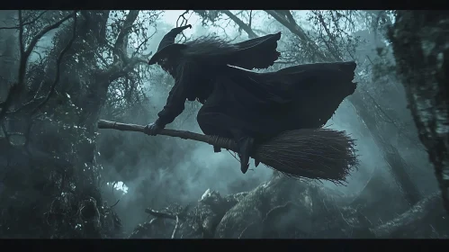 A Witch's Flight Through the Night