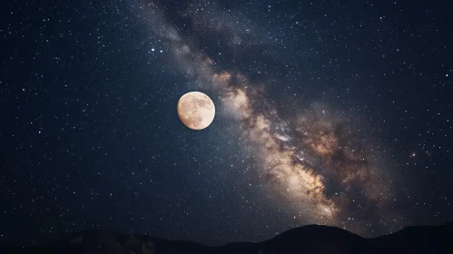 Celestial Night Sky with Moon