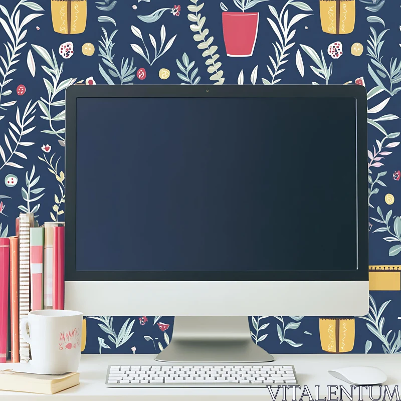 Chic Desktop Setup with Floral Background