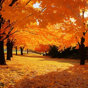 Autumnal Maple Leaf Path