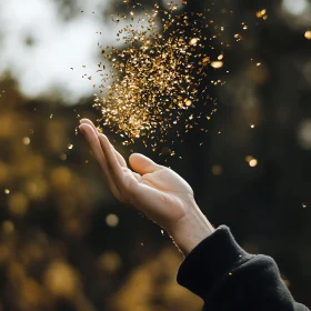 Hand Releasing Golden Glitter