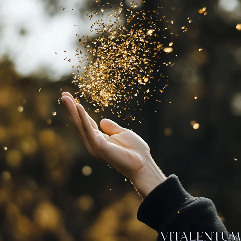 Hand Releasing Golden Glitter