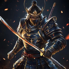 Golden Armored Samurai with Katana