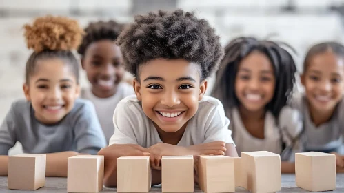 Smiling Children Portrait with Educational Toys