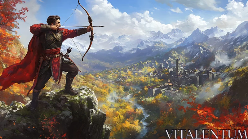 Medieval Archer Overlooking Valley Art