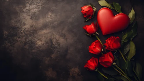 Roses and Heart on Dark Background