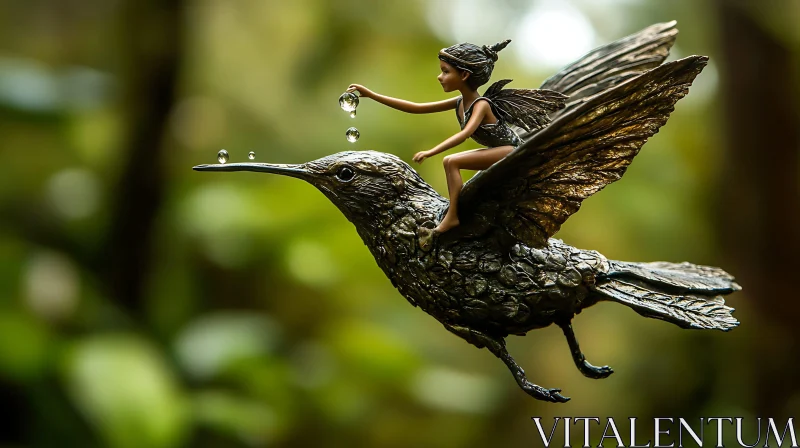 Enchanting Flight of Fairy and Hummingbird