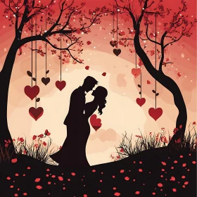 Silhouette of Couple in Love