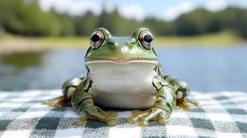Amphibian on Checkered Cloth