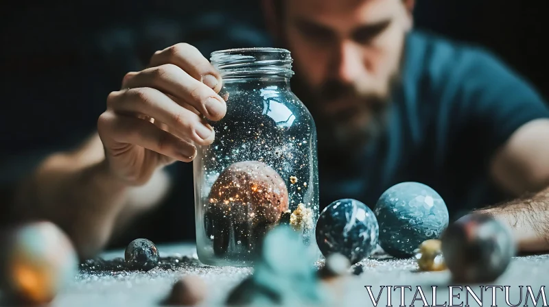 Miniature Planets in Glass Container