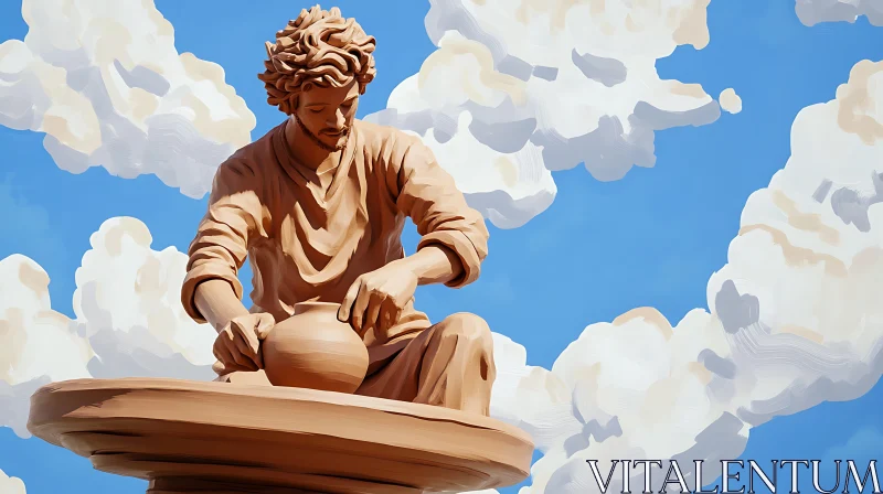 Clay Sculptor with Sky Background
