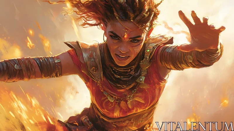 Fierce Female Warrior in Battle