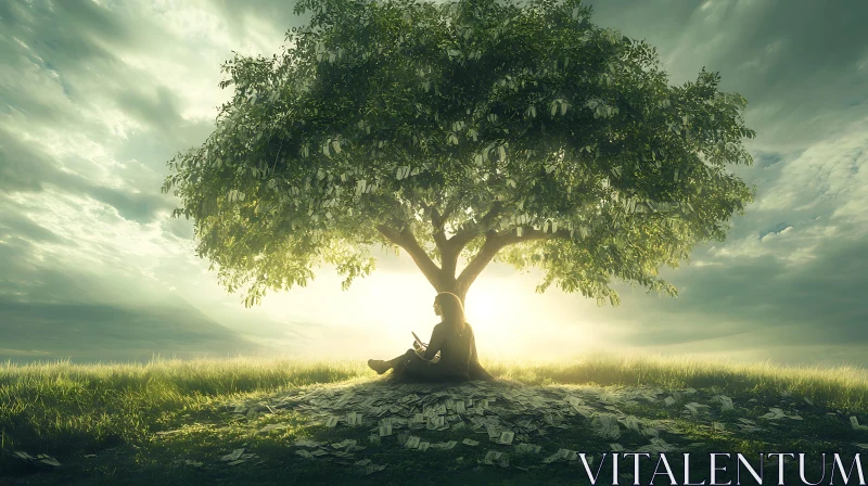 Wealth Tree with Person in Nature