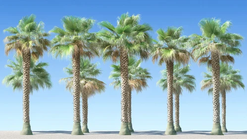 Tropical Palm Trees Under Blue Sky