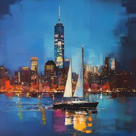 City Lights and Sailboat