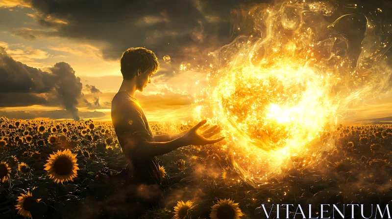 Man with Glowing Orb in Nature
