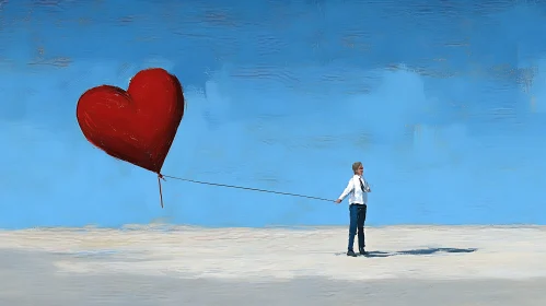 Man with Heart Balloon Painting
