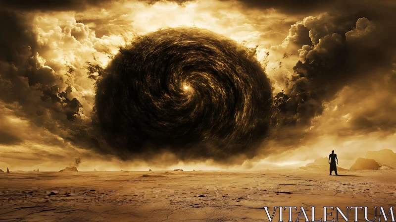 Abstract Desert Scene with Swirling Sky