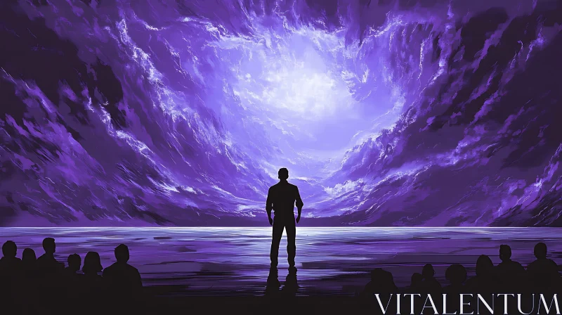 Man and Swirling Purple Sky