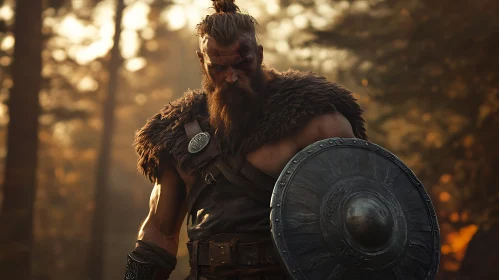 Bearded Warrior with Shield