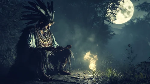 Night Ritual with Shaman and Fire