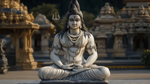Serene Sculpture of Meditative Deity