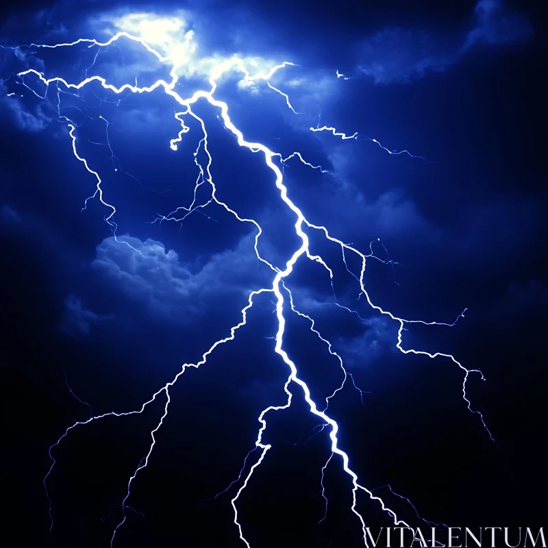 Dramatic Lightning Over Dark Sky
