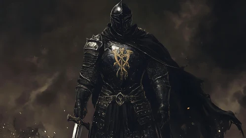 Medieval Knight in Dark Armor