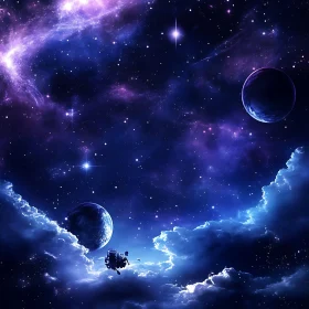 Celestial Dance of Planets and Nebula