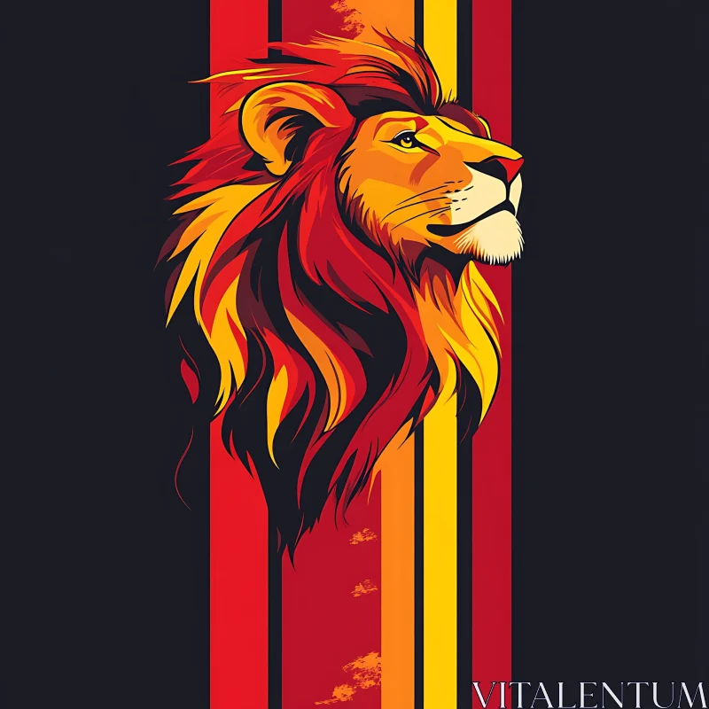 Lion with Colorful Mane AI Image