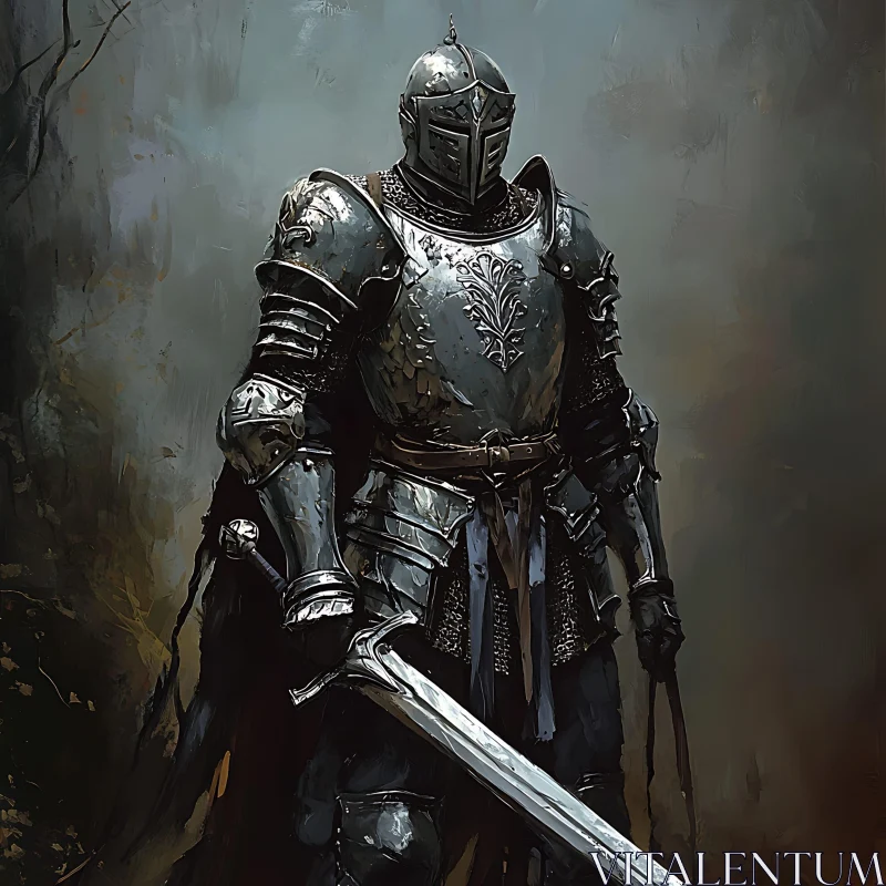 Medieval Knight with Sword AI Image