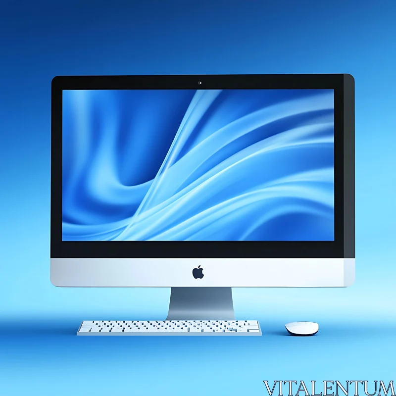 Sleek Silver Desktop with Blue Wave Screen