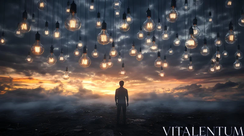Man Under Sky of Glowing Ideas