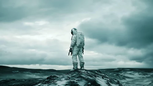 Lone Astronaut on Barren World
