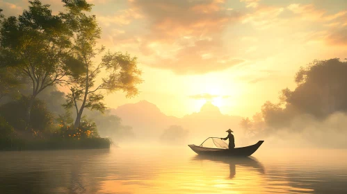 Golden Lake Fishing Scene