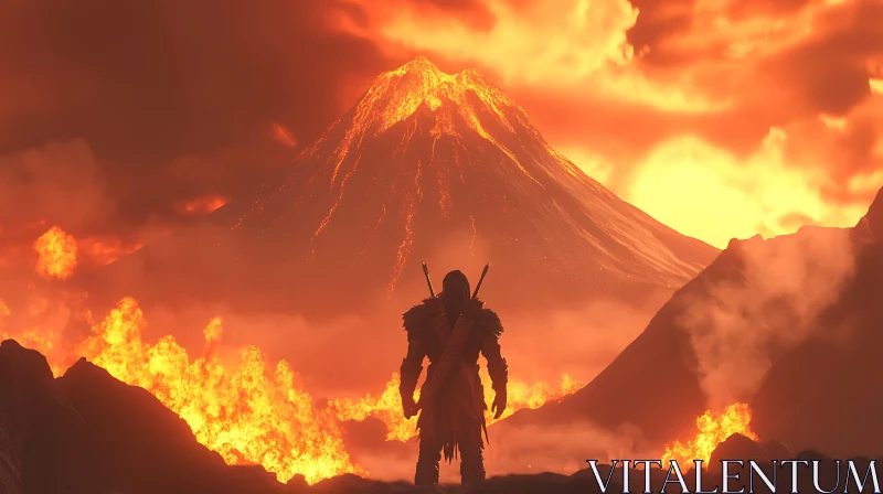 Fiery Volcano and Lone Warrior