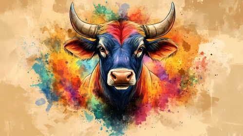 Colorful Abstract Bull Art