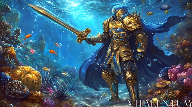 Submerged Knight in Golden Armor
