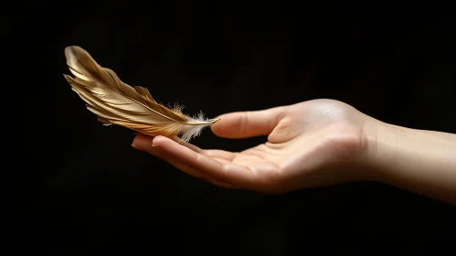 Golden Feather on Palm