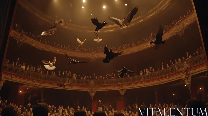 Birds Soaring Above Theater Audience