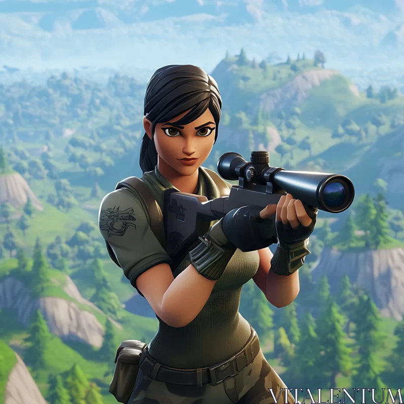 Sniper Woman Ready for Action AI Image