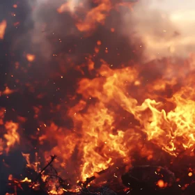 Intense Blaze and Billowing Smoke