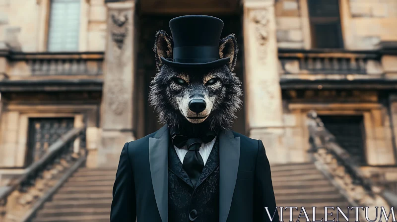 Anthropomorphic Wolf Gentleman in Formal Wear AI Image