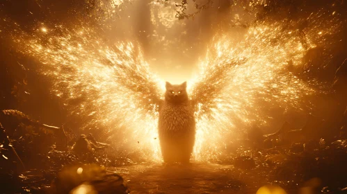 Angelic Cat in Radiant Light