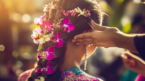 Woman with Flowers in Hair
