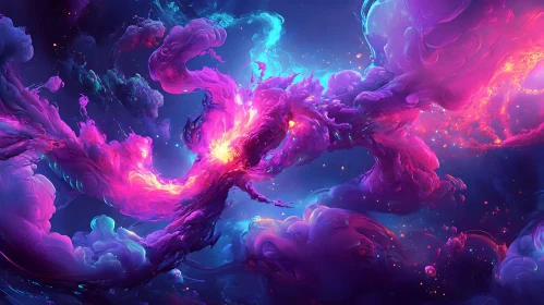 Cosmic Nebula Pink Purple Swirls